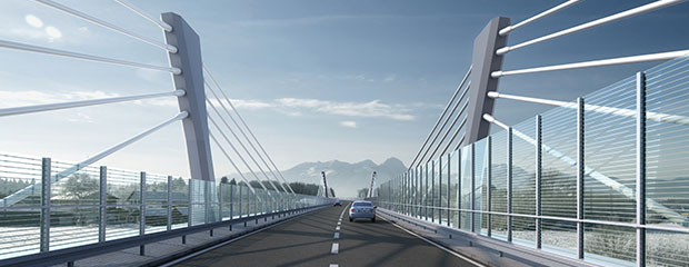 Die etwa 670 m lange Aicherparkbrücke: Eine Brücke der Superlative